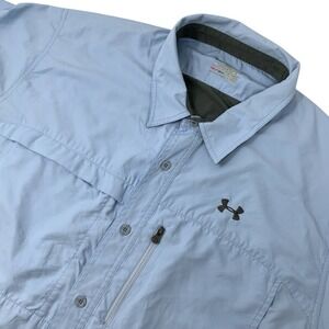 Under Armour Shirt Mens 3XL Baby Blue Loose HeatGear Short Sleeve Fishing Shirt